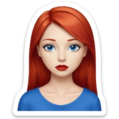 una chica con los labios y los ojos maquillados, de piel blanca con el pelo liso y largo y pelirrojo sticker