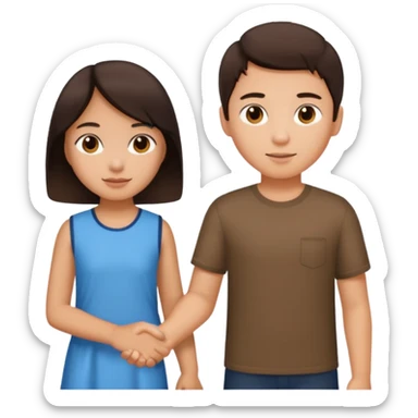 brunette boy holding Asian girl’s hand sticker