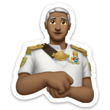 saludo con la mano: dios, patria y hogar. el mayor protege al menor sticker