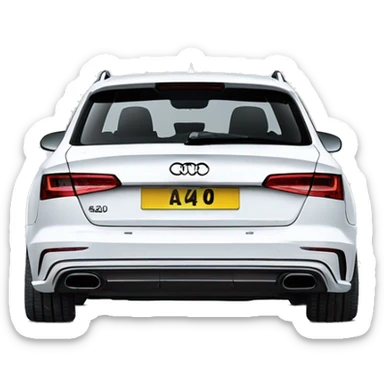 White Audi A4avant  number plate SL RS 404 sticker