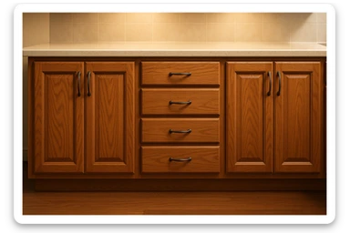 realistic kitchen cabinet made of wood sticker
