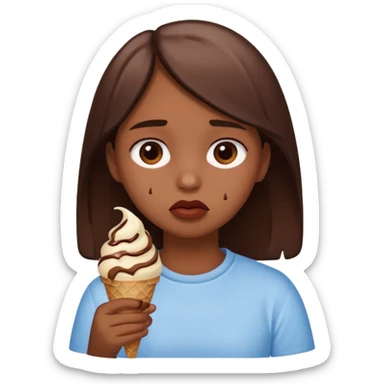 a sad girl eating ice cream after heartbreak sticker