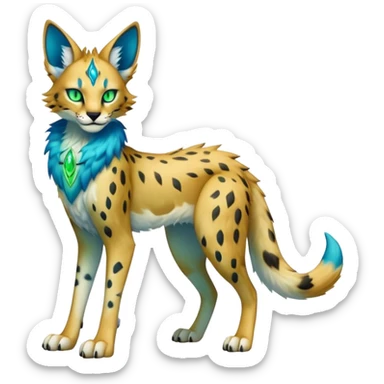 Epic Edgy Colorful ethereal eldritch Sergal-Serval-Vernid full body sticker