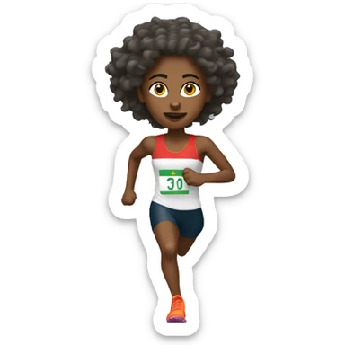Ethiopian woman runner with medium length curly hair sticker