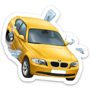 Coche bmw en accidente con golpe sticker