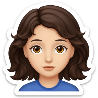 Olhos castanhos, cabelo castanho escuro e ondolado, pele clara sticker