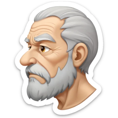 old angry man in profile view with gray hair and long beard sticker