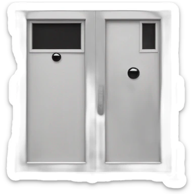 Large windowless rectangular matte black door white th pk ocular handle and a vertical BCD sight Adjace sticker