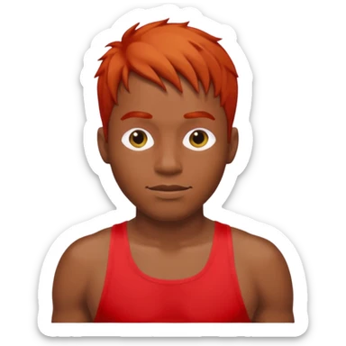 black man in bathing suits with red hair sticker
