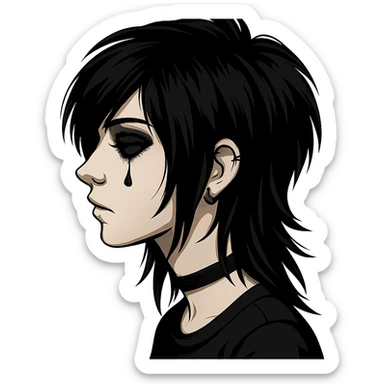 emo girl profile, teardrop makeup, no background sticker