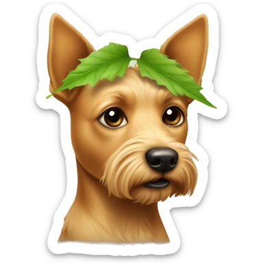 Little tan terrier with a leaf on her head sticker