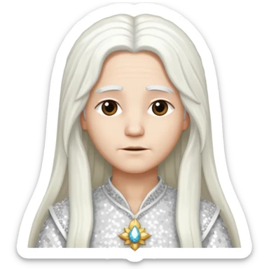 God from The Bible with long white hair, white sequin outfit sticker