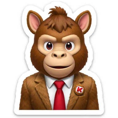 Donkey Kong🦍💪🐵 with red tie with his initials (DK) on sticker