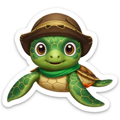 cute sea turtle wearing a green pirate scarf sticker