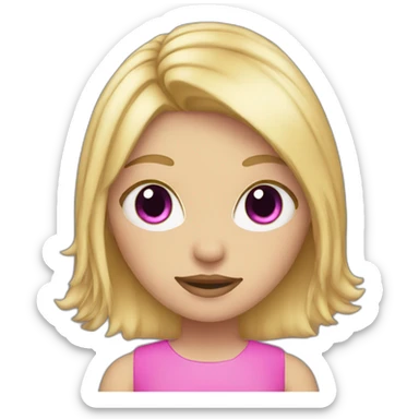 Blonde Hair Girl with Cat ears and pink eyes sticker