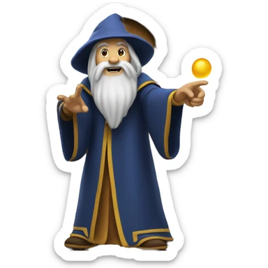 wizard pointing at a open door sticker