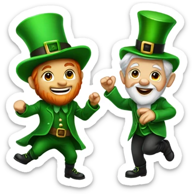 Leprechaun and Santa dance sticker
