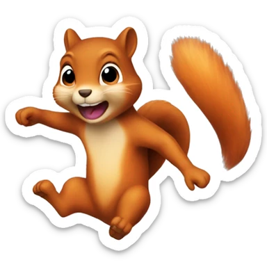 jumping squirrel orange burnt sticker