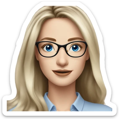 Shoulder length Balayage pale model lady with glasses and blue eyes happy  sticker