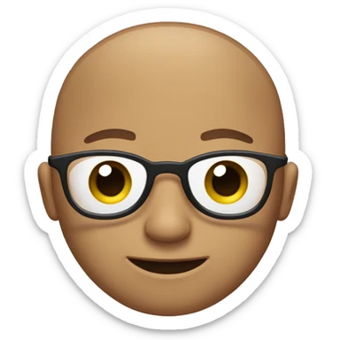 A guy with a brown circular face and has glasses and has a circular head shape and has no hair. sticker