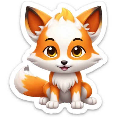 fantasy fire fox cute kawaii sticker