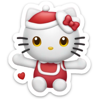 hello kitty with hearts around her, christmas sticker
