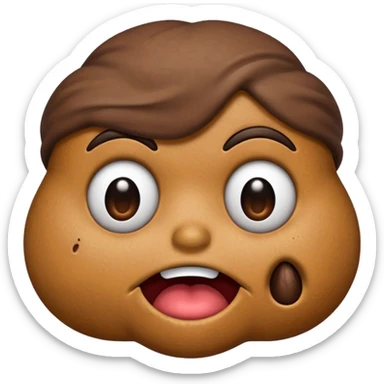 Poop emoji with mad face raised eyebrow sticker