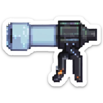 a cannon made of glass, transparent, fragile sticker