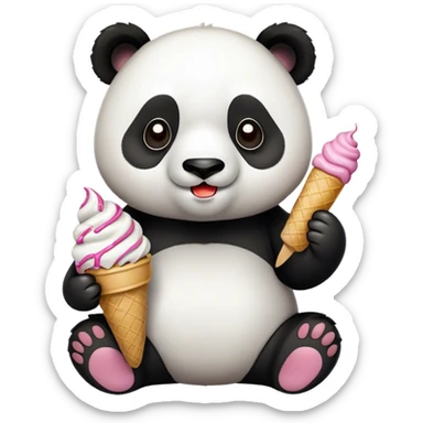 Panda eating ice cream sticker