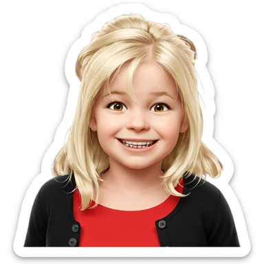 smiling girl in red shirt sticker