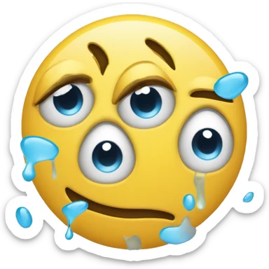 Smileys with eyes full of tears show a broken heart sticker