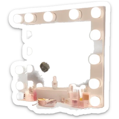 Vanity table with square led light mirror sticker