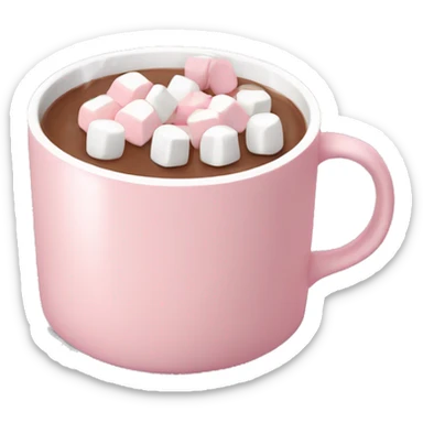 Light Pink mug of hot chocolate with marshmallows  sticker