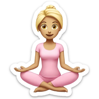 blonde yoga girl light pink clothes n sticker