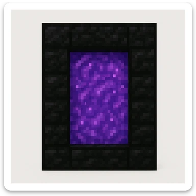 Minecraft-style purple portal with black frames sticker