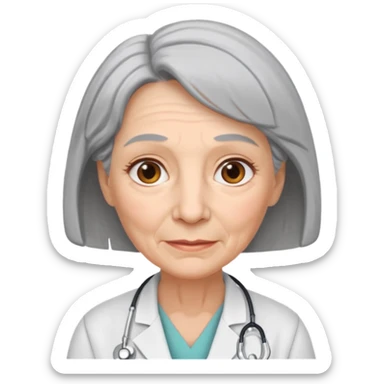 older obstetrician female emoji grey hair wrinkles sticker