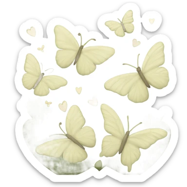 Khaki green heart with butterflies  sticker