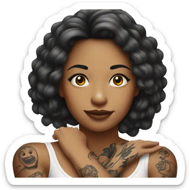 Woman getting tattoo on arm sticker