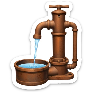 Ghibli style water pump with water pouring out of it sticker