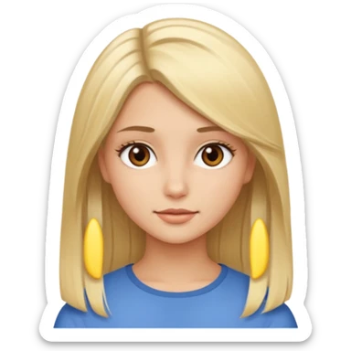 A blonde pretty girl with straight hair and brown eyes sticker