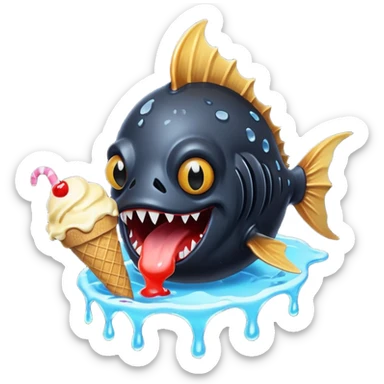 Angler fish in Jack in the box eating ice cream sticker