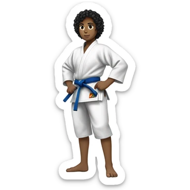 Curly black hair, brown skin doing judo sticker