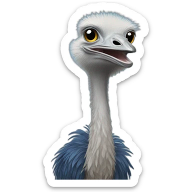 ostrich, blue ei sticker