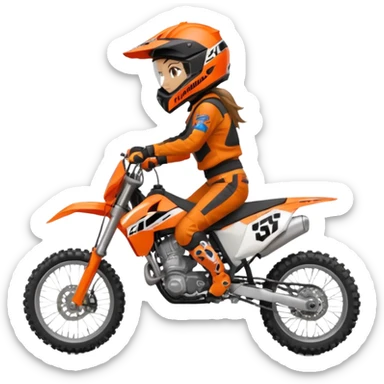 Motocross ktm orange dirt bike with 5”1’ girl on it sticker