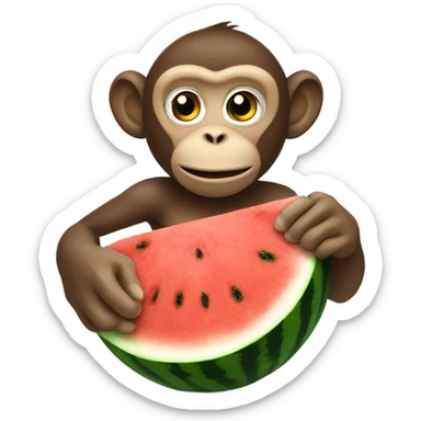 A monkey holding a watermelon  sticker
