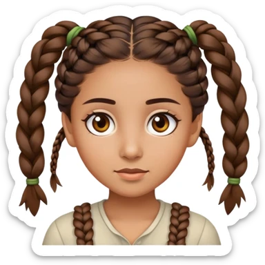 girl with brown eyes, olive complexion, brown hair in braids sticker