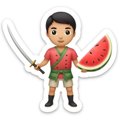 katana cuts a watermelon sticker