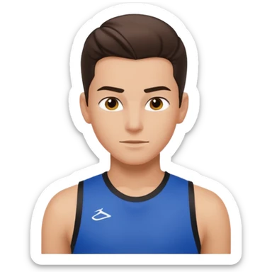 teen boy slick back brunette hair wearing sport clothes giving famous school boy vibe with confident attitude and smirk sticker