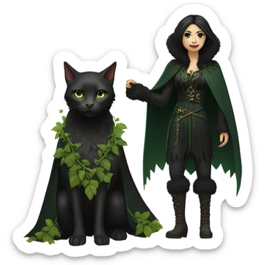 the morrigan dark version green man vines style furr robe stylish boots sticker