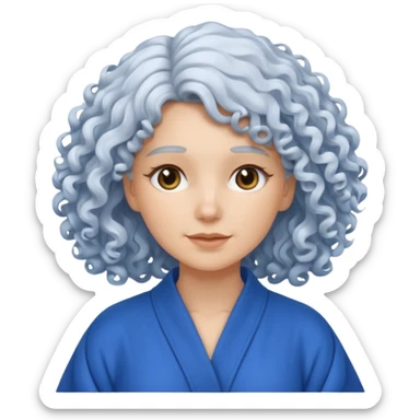  curly white haired woman in blue robe sticker